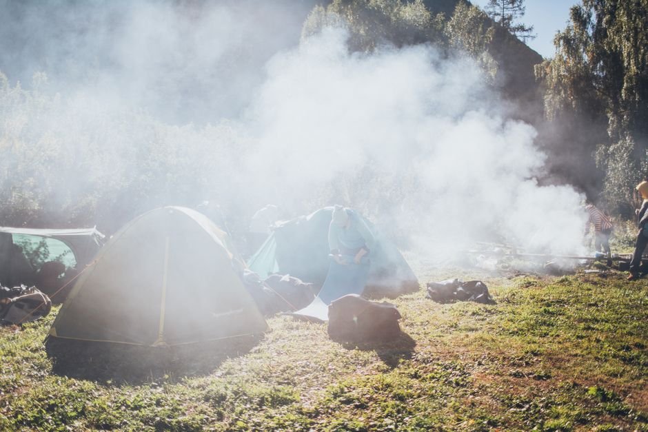 cold morning campsite